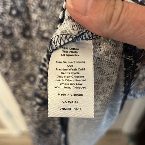 T by Talbots Women’s (S) Blue White French Terry Stretch cotton Shift Dress - Picture 6 of 9